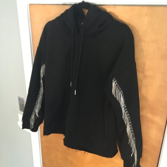 AQUA Embellished Crystal Fringed Hoodie - Picture 3 of 7